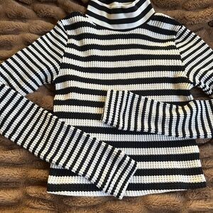Aerie Black and White Striped thermal top